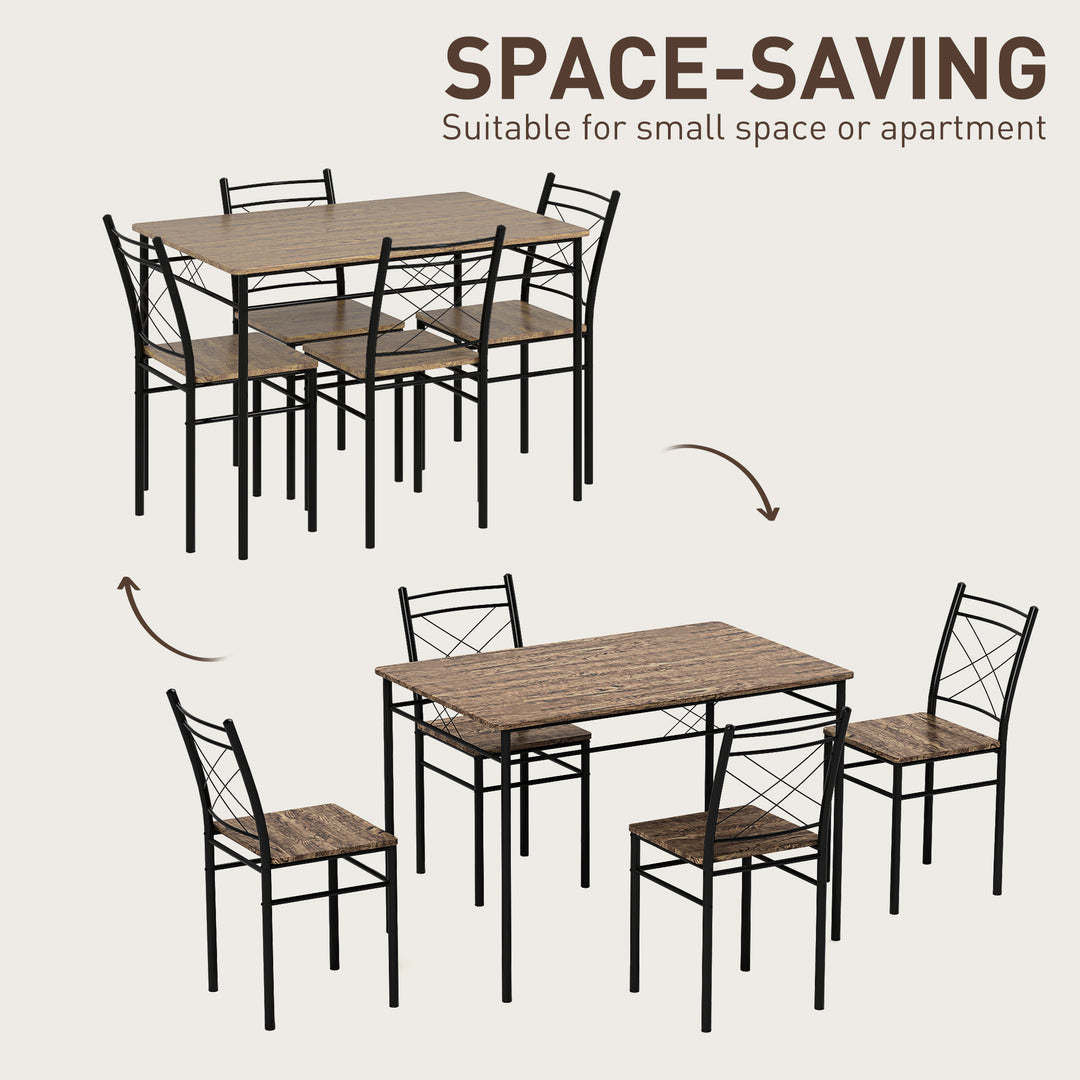 Five-Piece Minimal Dining Set - Oak-Effect/Black