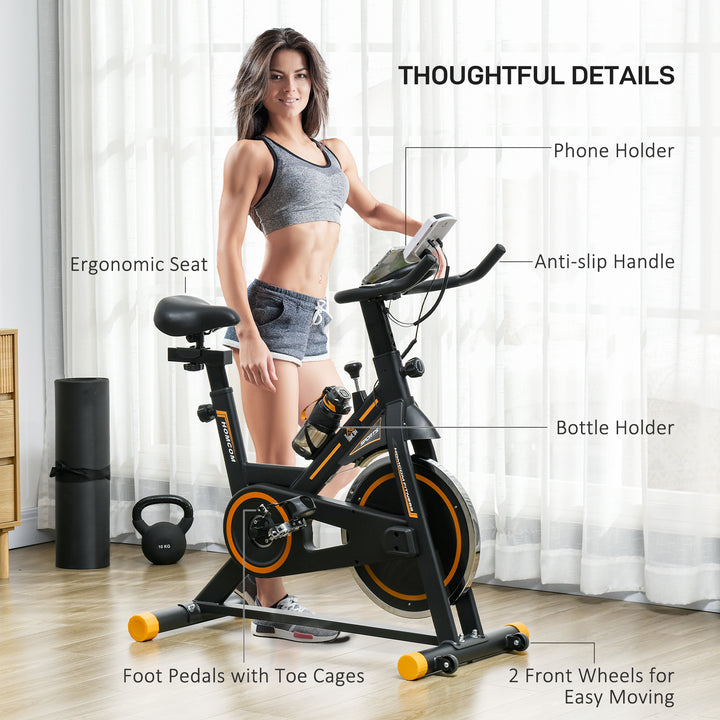 HOMCOM Exercise Bike, Indoor Cycling Bike for Home Use, Stationary Bike w/ LCD Display & Heart Rate Sensor, Fitness Bike for Home, Gym | Aosom UK