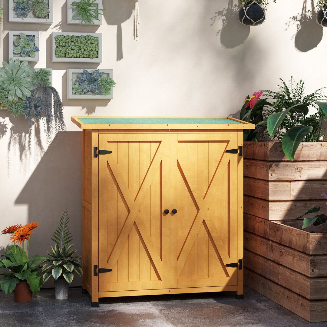 46.5 x 97cm Compact Wooden Storage Shed - Yellow