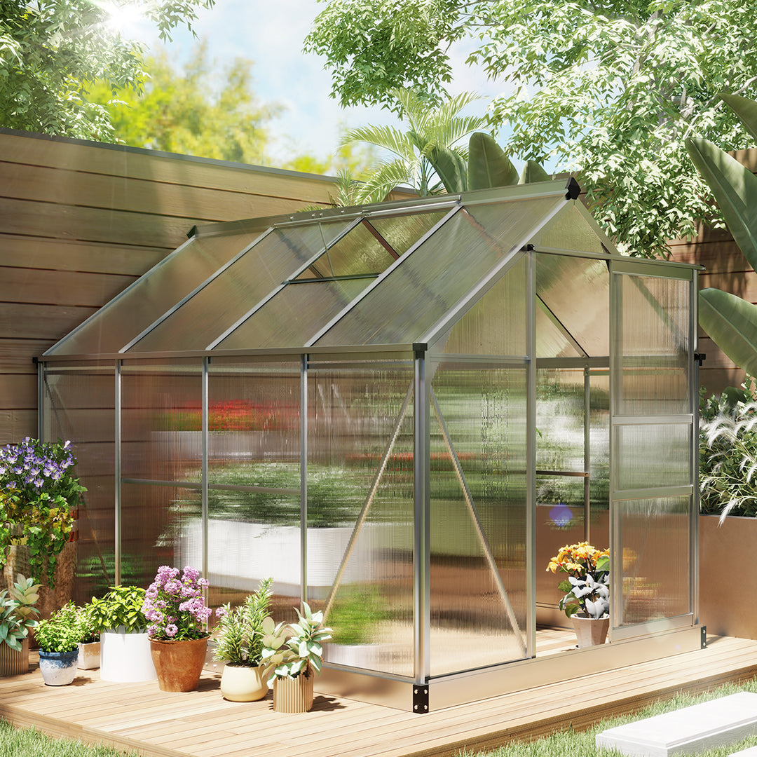 6 x 8ft Walk-In Greenhouse, with Sliding Door - Clear