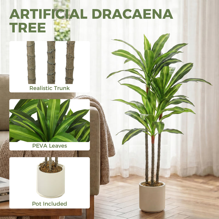 90cm Lifelike Fake Tree, Artificial Dracaena Tree with Bendable Trunks