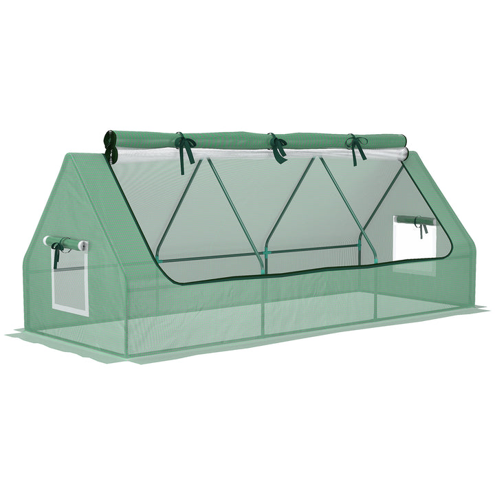 Outsunny Mini Greenhouse with Steel Frame, Plastic Cover, 240Hcm, Roll-Up Windows, Inner Mesh Layer, Great for City Flats | Aosom UK