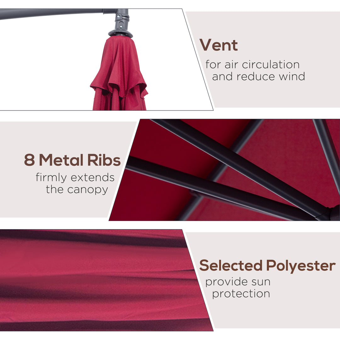 3m Water Resistant Terylene Hanging Parasol Wine Red