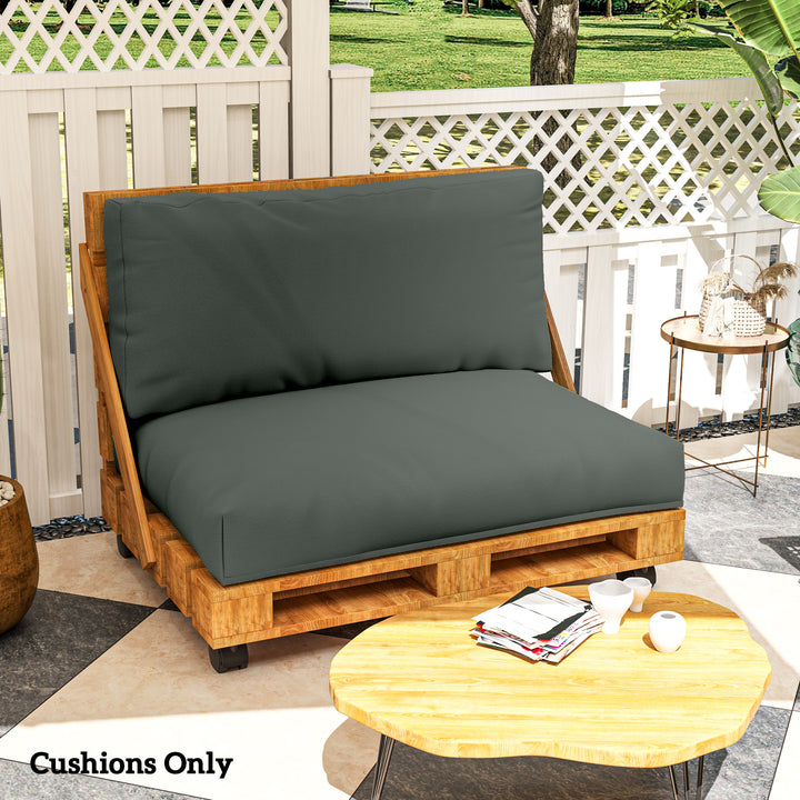 Two Piece Seat Pallet and Back Cushions - Charcoal Grey