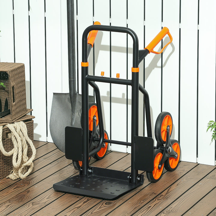 Six-Wheel Folding Sack Barrow Trolley - Black/Orange