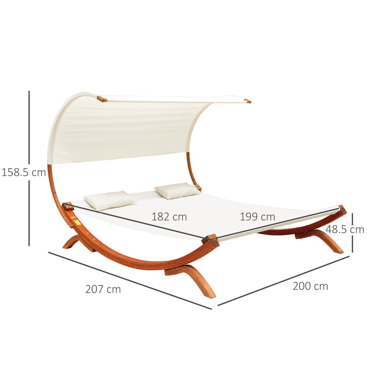 Outsunny Hammock Chaise Day Bed with Canopy Wooden Double Sun Lounger