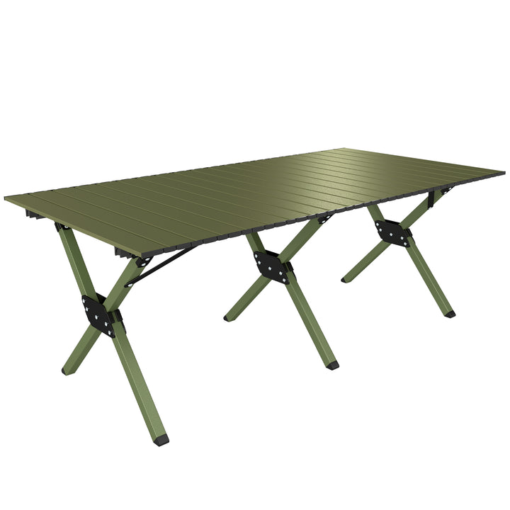 4ft Folding Camping Table, Waterproof Picnic Table with Roll Up Top, C