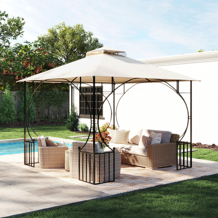 MCL 3x3(m) Replacement Gazebo Canopy, Double Tier Roof Top for Garden, Patio, Outdoor, Beige (TOP ONLY)