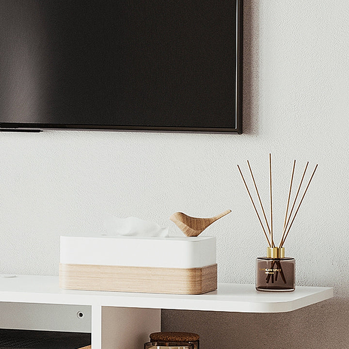 MCL Floating TV Unit Stand for TVs up to 40", Wall Mounted Media Console with Storage Shelf, Entertainment Center, White