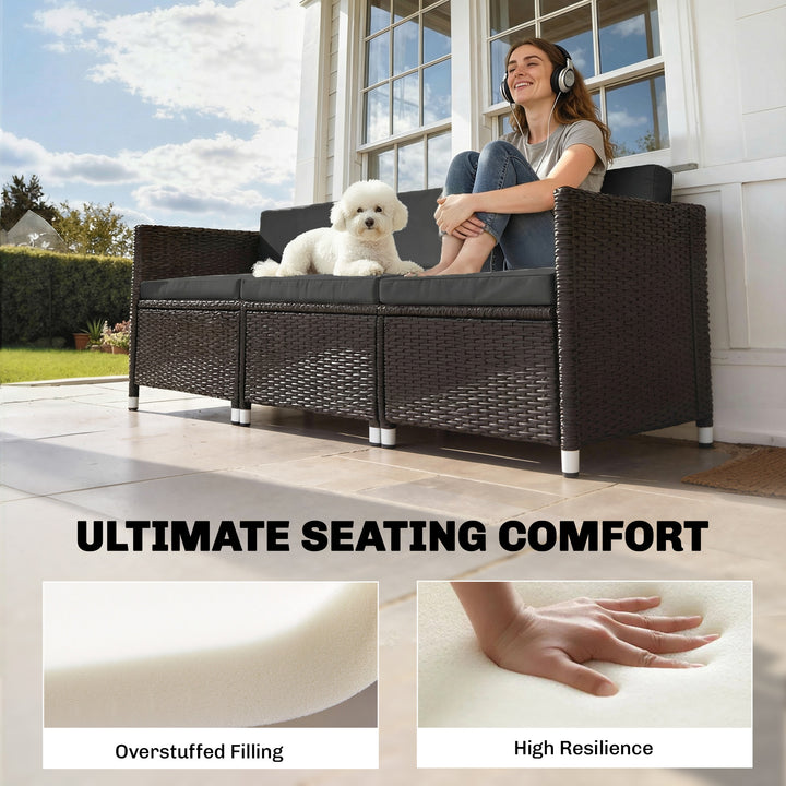 7-Piece Patio Furniture Cushions, Outdoor Loveseat Cushion with Remova