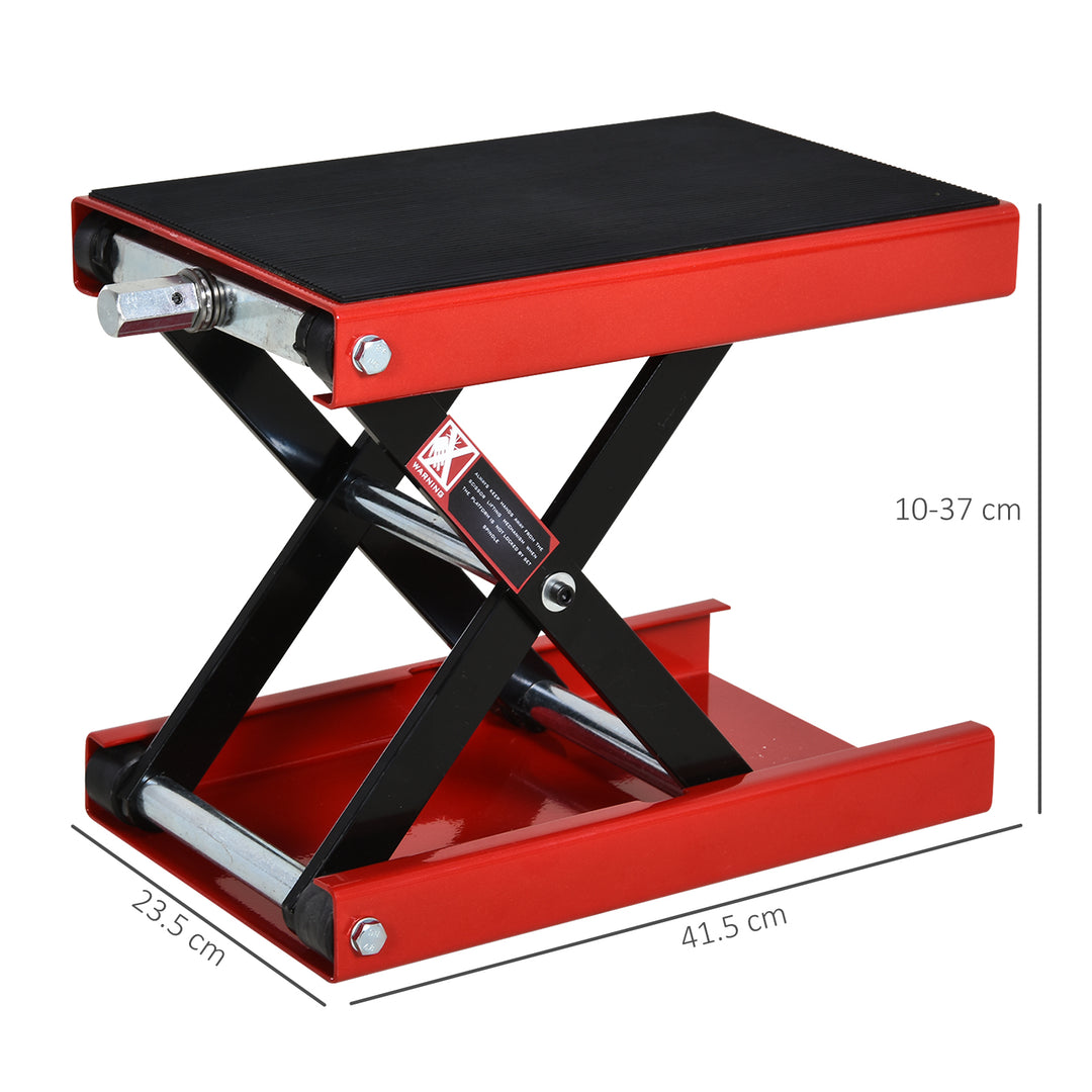 500KG Motorcycle Lift Scissor Jack, Height Adjustable Motorbike Stand with Anti-Slip Wide Deck, Heavy Duty Steel Motorbike Repair Lift Hoist Stand for Home Garage, Red