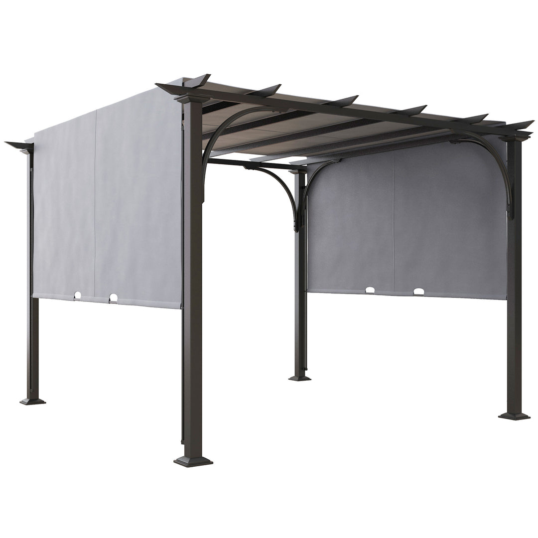 MCL 3 x 3(m) Outdoor Pergola, Garden Pergola Gazebo with Adjustable Canopy, Grey