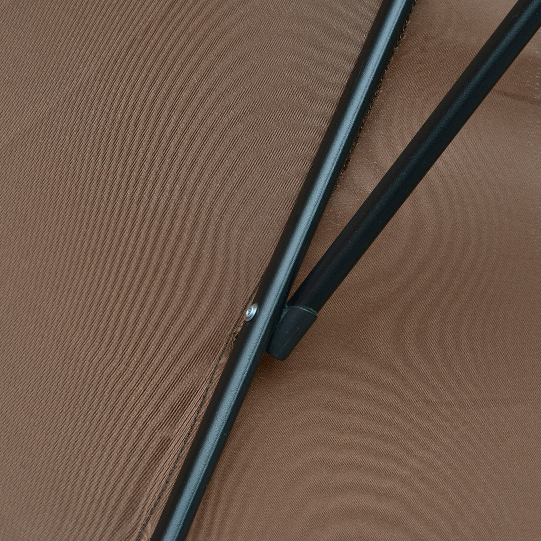 MCL 2.45m Overhanging Cantilever Parasol, Heavy Duty Waterproof Garden Umbrella with Cross Base, Brown
