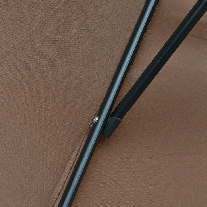 2.45m Overhanging Cantilever Parasol, Heavy Duty Waterproof Garden Umbrella with Cross Base, Brown