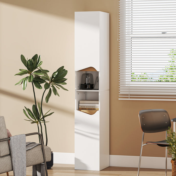 Tall Slim Bathroom Cabinet with 2 Doors, 2 Shelves
