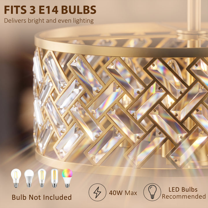 3-Light Crystal Glass Ceiling Light, Modern Ceiling Lamp with 3 E14 - view 5