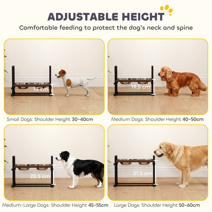 Raised Dog Bowls with Stand, 4 Heights Adjustable Pet Feeder with 3 Adjustable Angles for Small, Medium &amp; Large Breeds