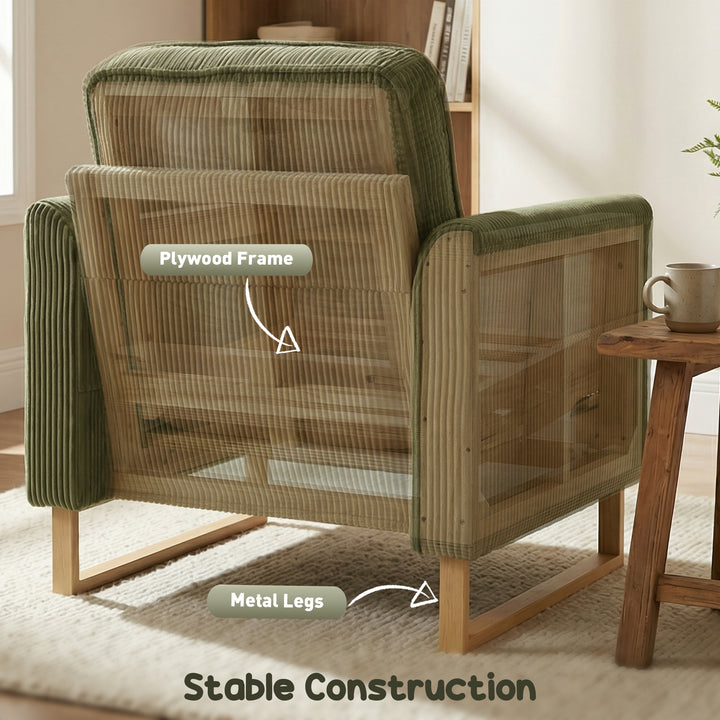 Accent Chair with Spring, Modern Industrial Armchair with Metal Legs f