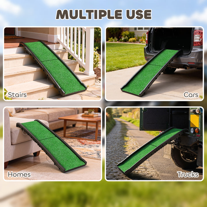 Foldable Dog Ramp with Artificial Anti-slip Surface, Portable &amp; Lightweight, for Cars, Home, 155 x 38.5 x 15.5 cm