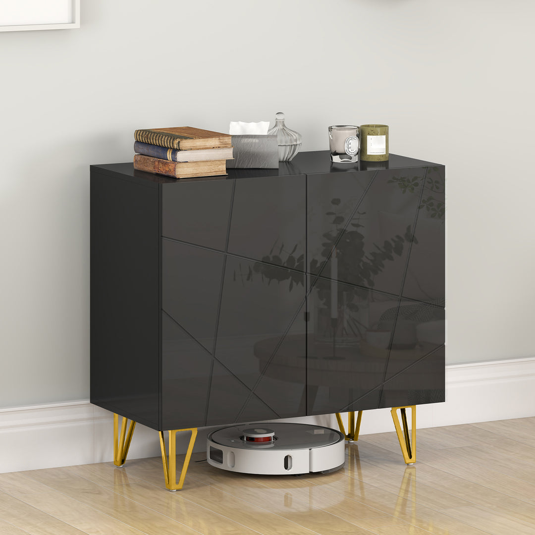 Modern Luxe High Gloss Sideboard, with Hairpin Legs - Black