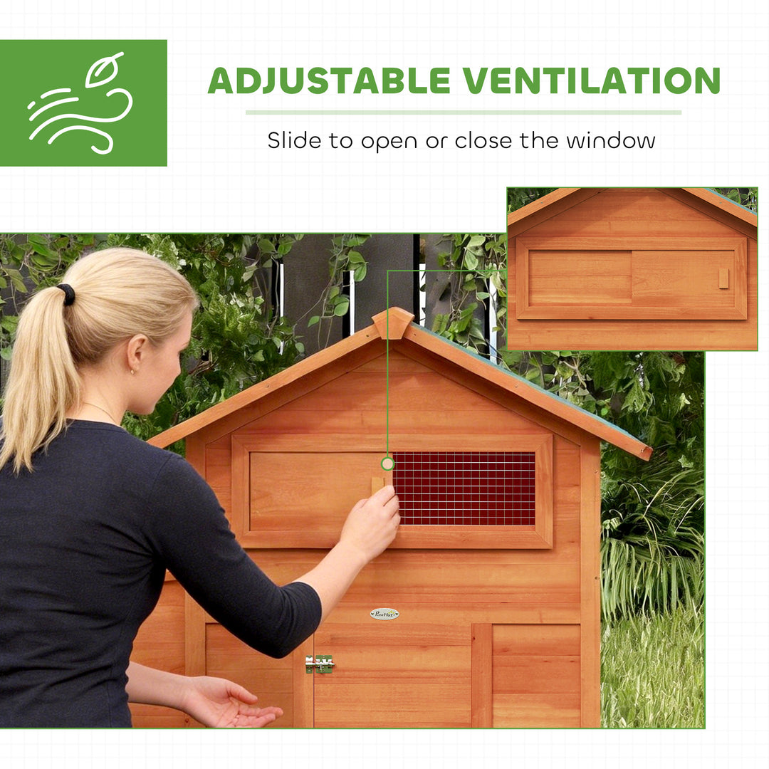 Chicken Coop, Wooden Hen House with Nesting Box, Pull-Out Tray, Slidin