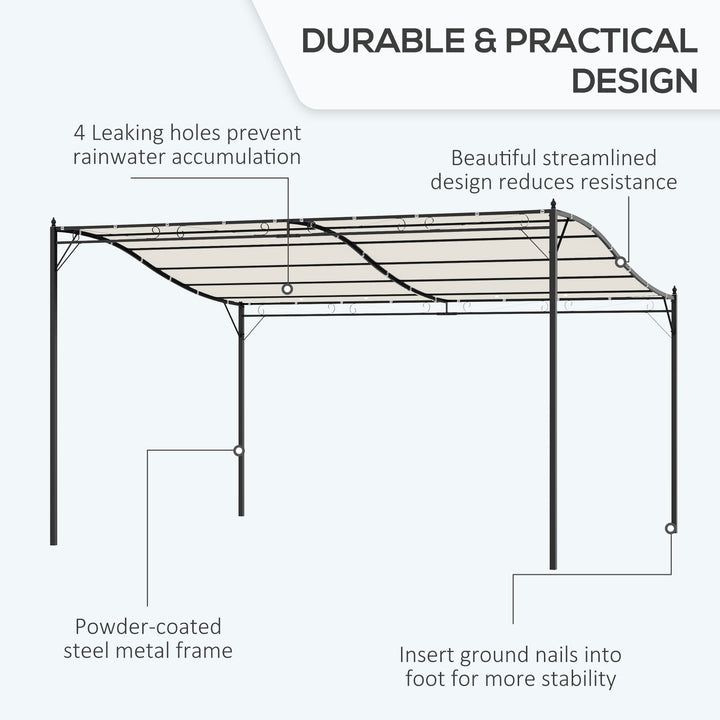Outsunny 4 x 3 Meters Canopy Metal Wall Gazebo Awning Garden Marquee Shelter Door Porch