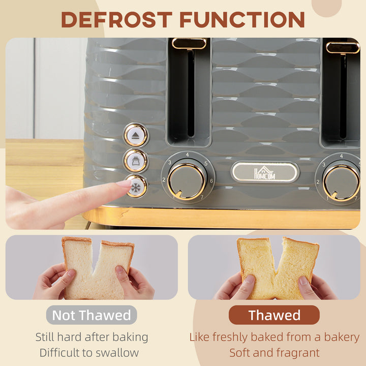 Four-Slice Rippled Toaster - Grey