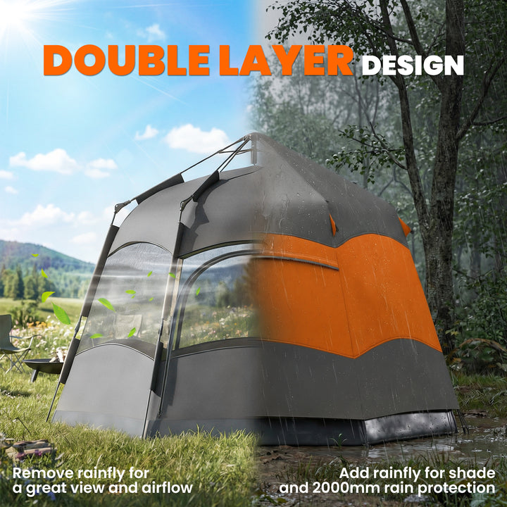 Double Layer Instant Pop Up Tent with Rainfly, Portable Camping Shelte