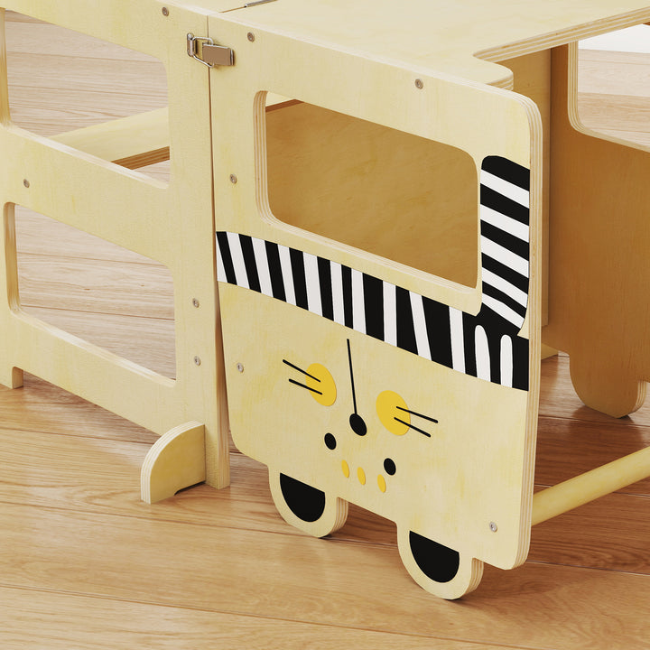 Toddler Step Stool, Standing Tower with Chalkboard, 3-in-1 Cat-Shaped Step Stool for Kitchen Counter