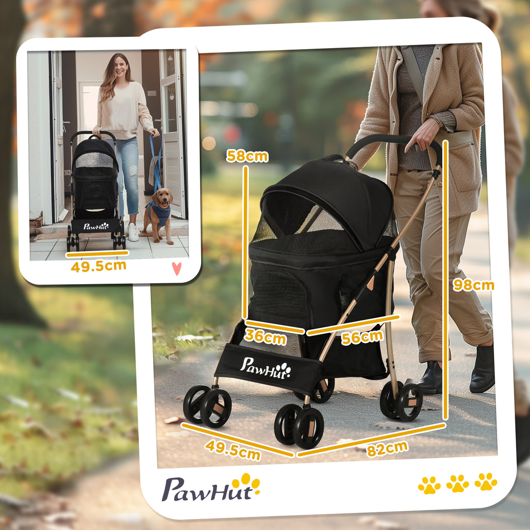 3 In 1 Detachable Pet Stroller, for Extra Small and Small Dogs - Black
