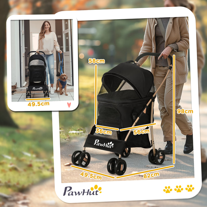3 In 1 Detachable Pet Stroller, for Extra Small and Small Dogs - Black