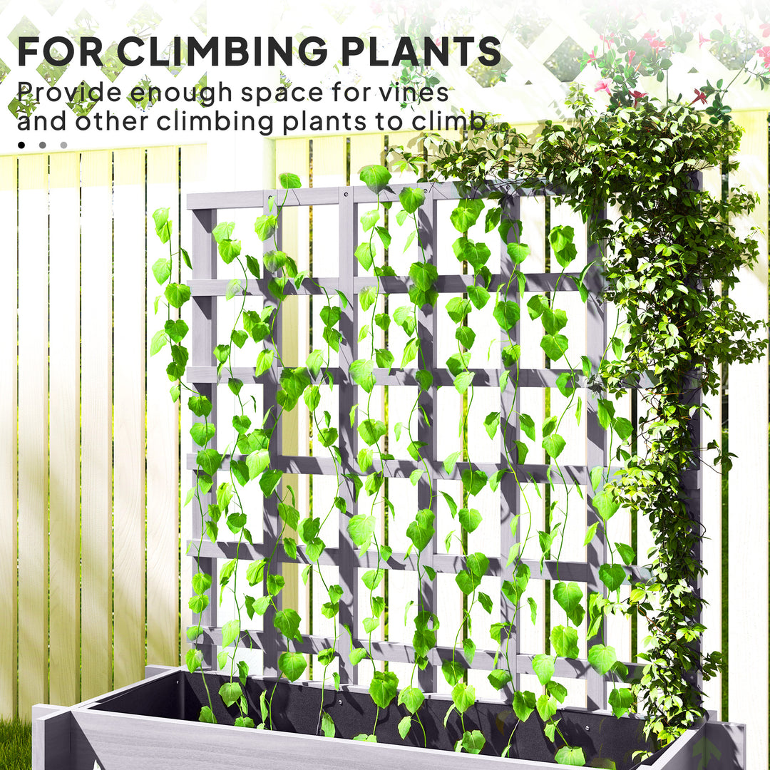 3 Tier Garden Planters with Trellis for Vine Climbing, Wooden Raised B