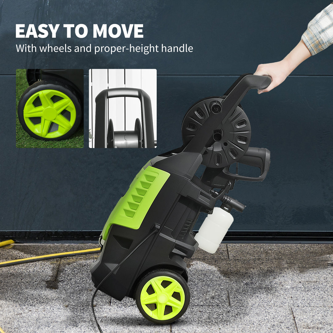 2200W High Pressure Washer, 170 Bar Pressure, 420 L/h Flow, Portable Electric Power Washer Jet Wash Cleaner with Adjustable Nozzle 6M Hose and Hose Reel for Home Patio Car Driveway