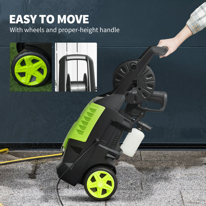 2200W High Pressure Washer, 170 Bar Pressure, 420 L/h Flow, Portable Electric Power Washer Jet Wash Cleaner with Adjustable Nozzle 6M Hose and Hose Reel for Home Patio Car Driveway