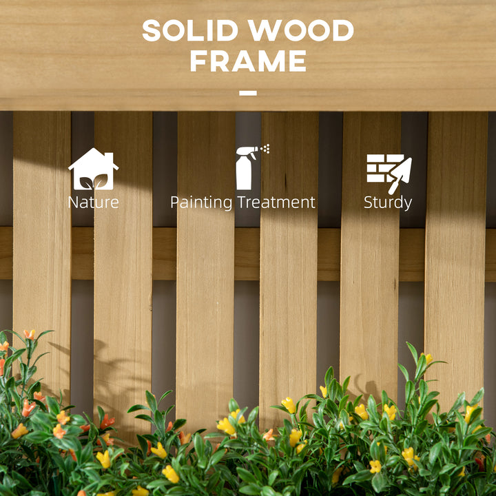 Wall-mounted Wooden Garden Planters with Trellis, Drainage Holes and 3 Planter Boxes for Patio, Natural