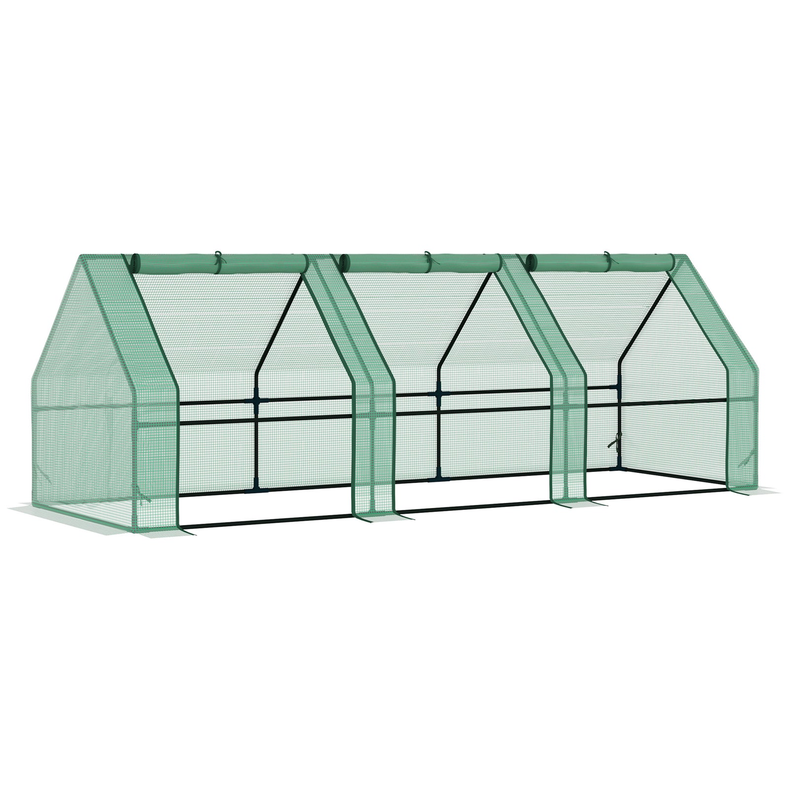 Mini Small Greenhouse with Steel Frame & PE Cover & Zipped Window Poly tunnel Steeple for Plants Vegetables, 270 x 90 x 90 cm, Green