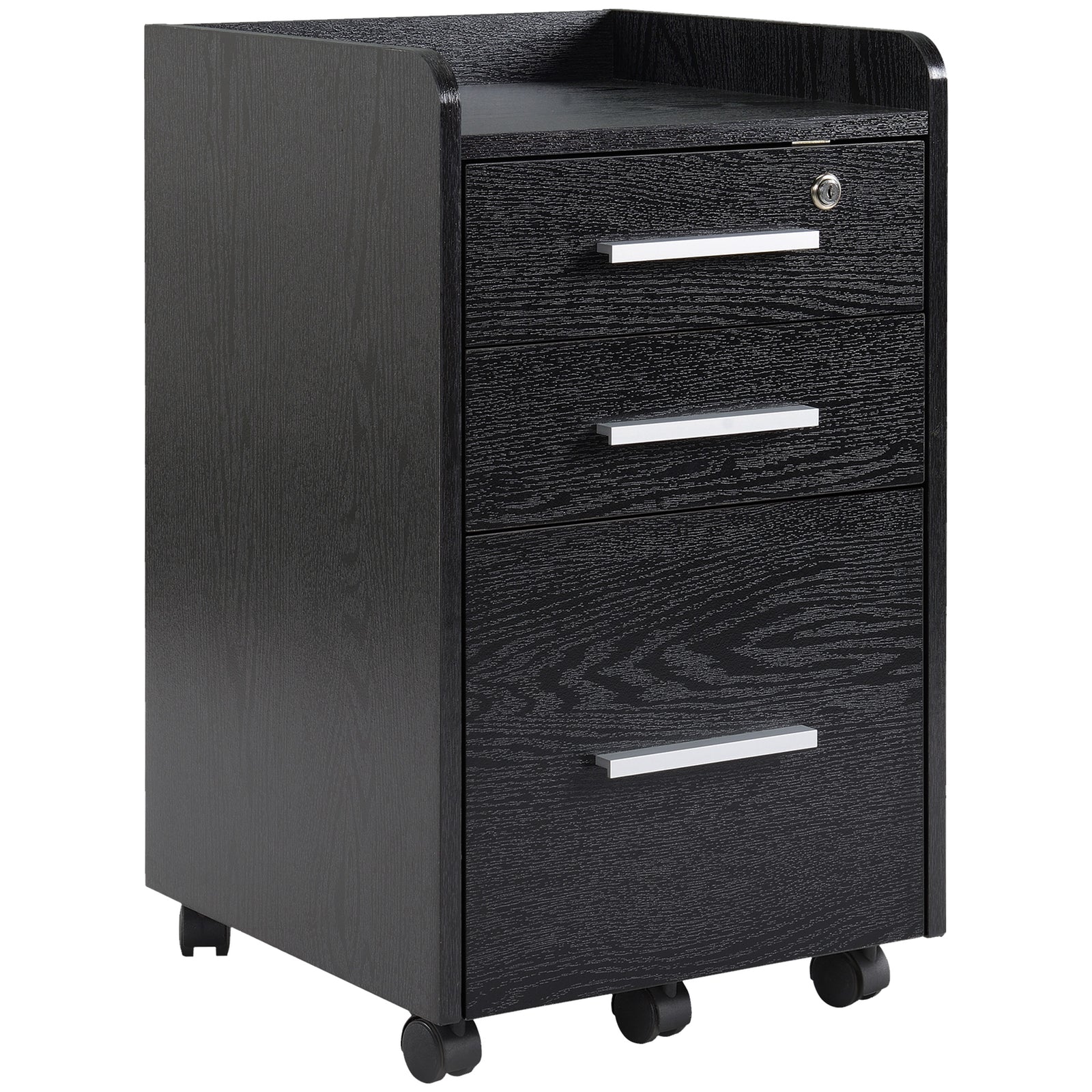Three-Drawer Lockable Filing Cabinet - Black