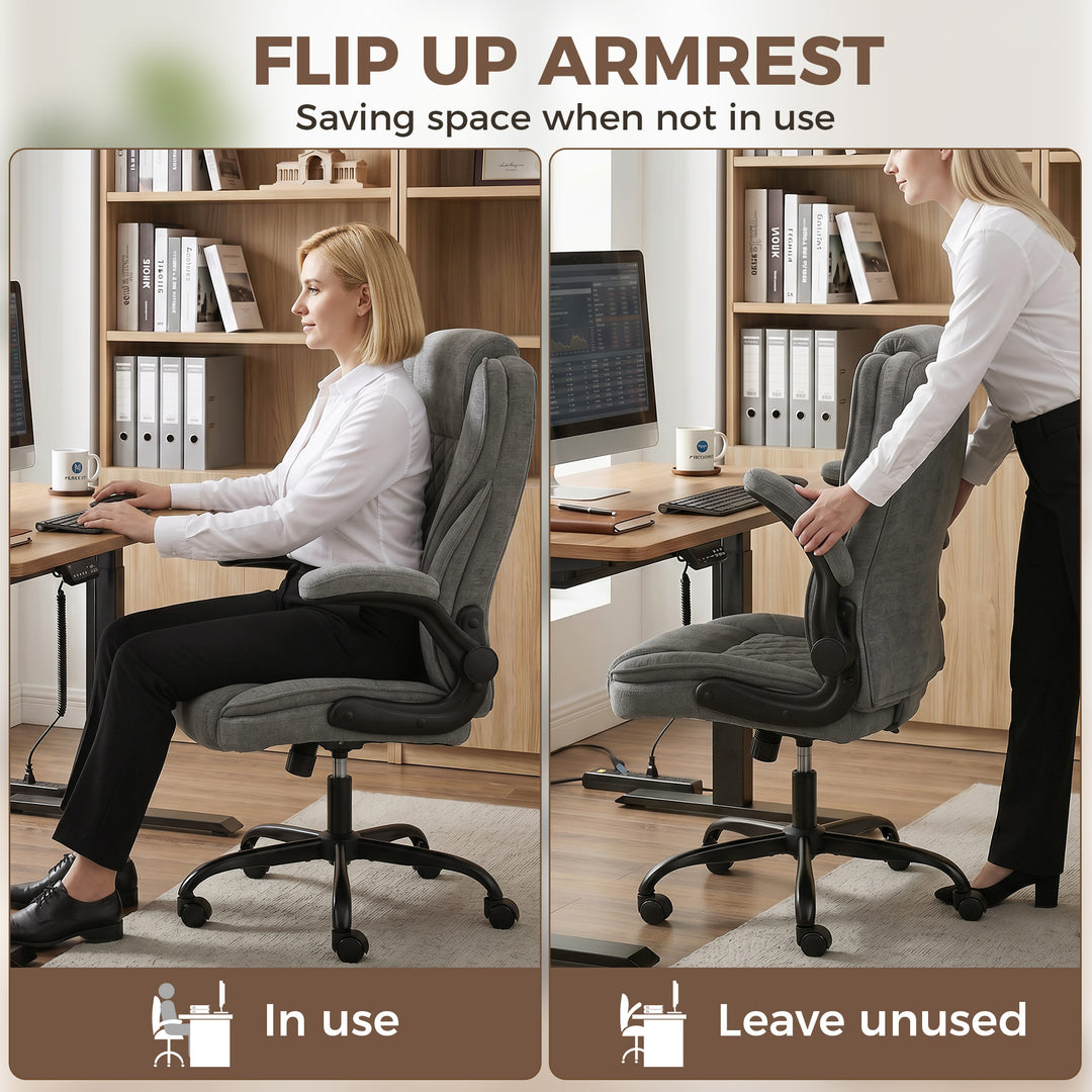 Office Chair, Ergonomic Desk Chair with Flip-up Armrest, Pocket Spring