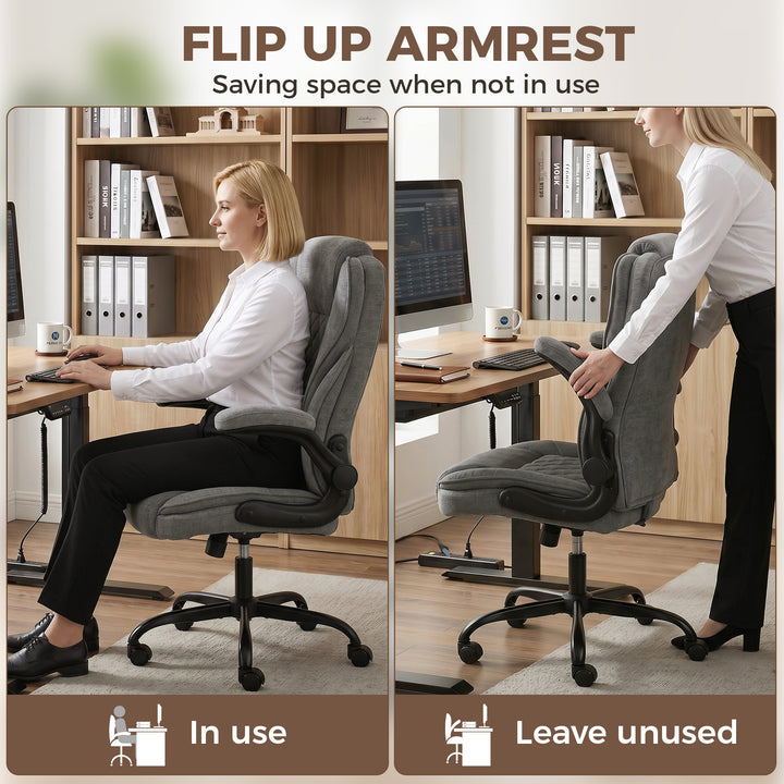Office Chair, Ergonomic Desk Chair with Flip-up Armrest, Pocket Spring