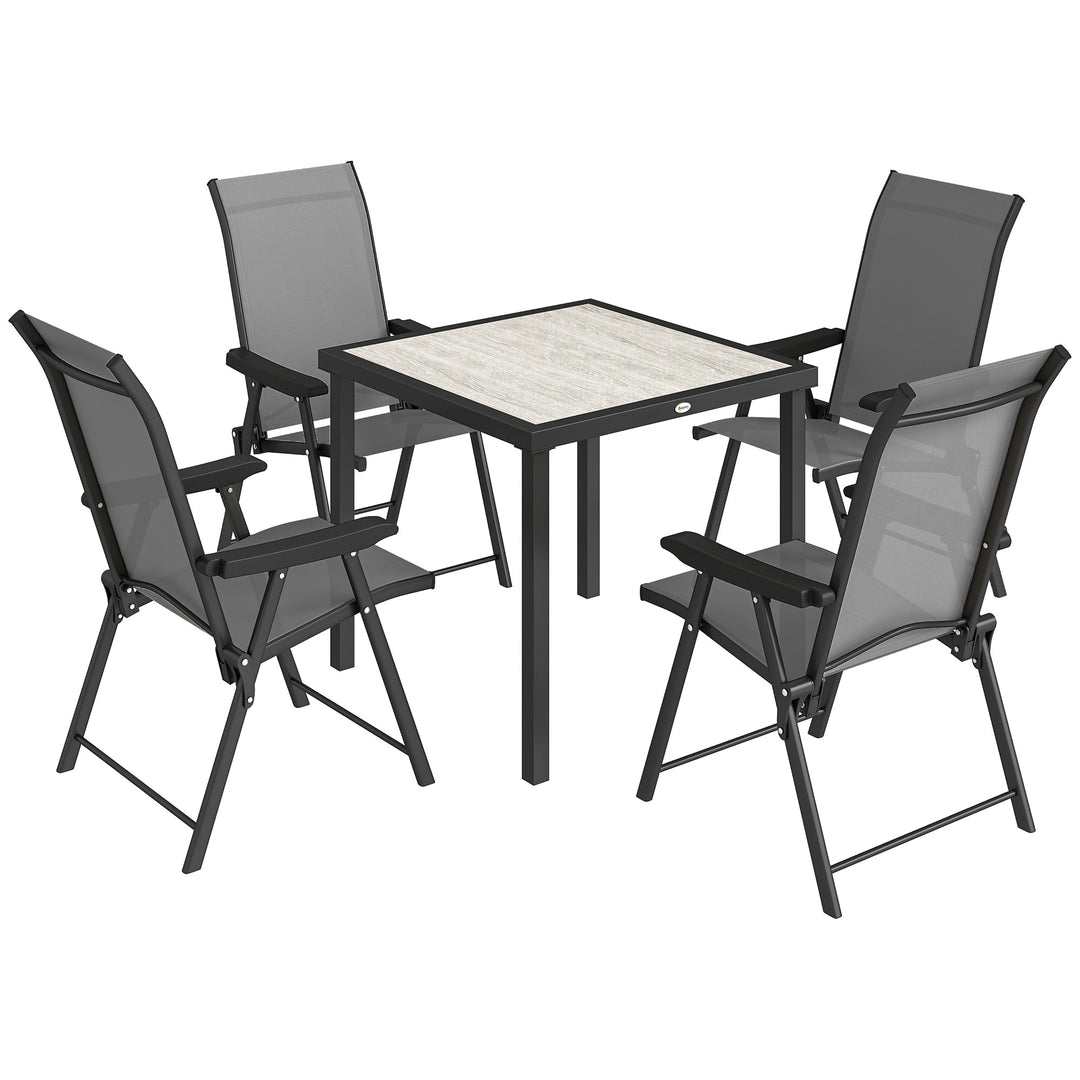 5 Pieces Outdoor Dining Set, Garden Dining Set for 4 with Square Table