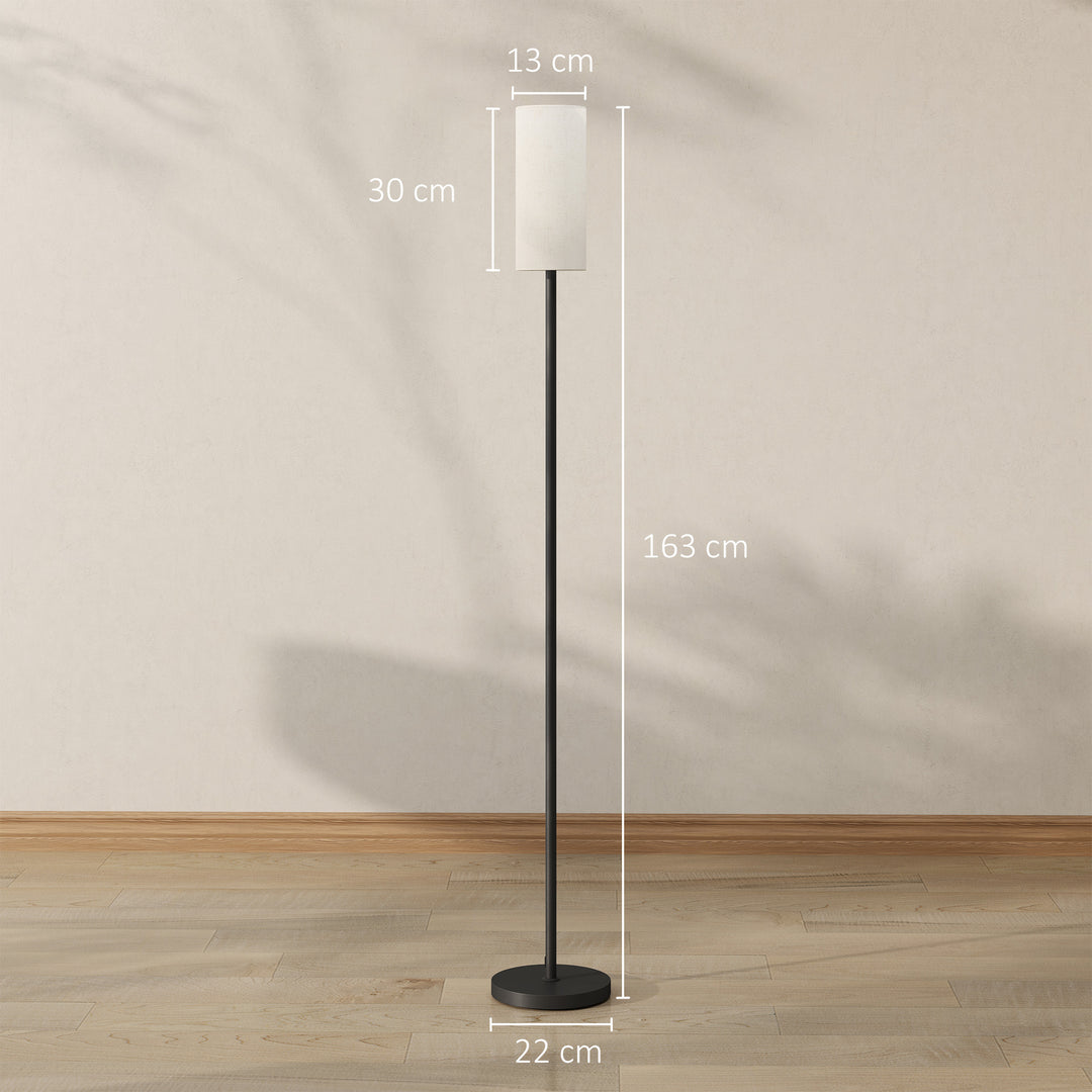 Floor Lamp for Living Room, Modern Standing Lamp with Linen Shade & Foot Switch, Minimalist Tall Pole Lampshade for Bedroom, Office, White
