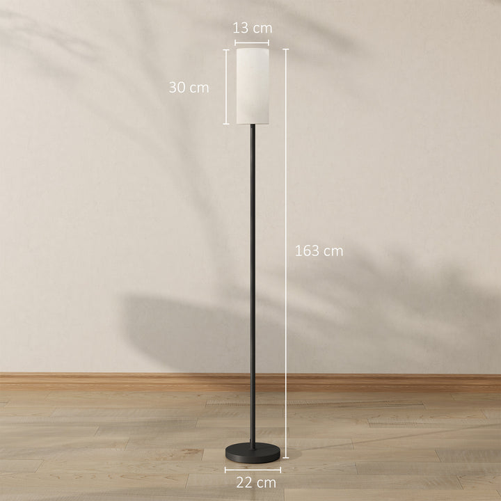 Floor Lamp for Living Room, Modern Standing Lamp with Linen Shade & Foot Switch, Minimalist Tall Pole Lampshade for Bedroom, Office, White