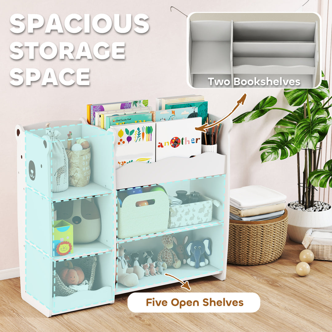 Kids Toy Storage Unit, Bear Design Kids Bookshelf and Toy Organiser, f