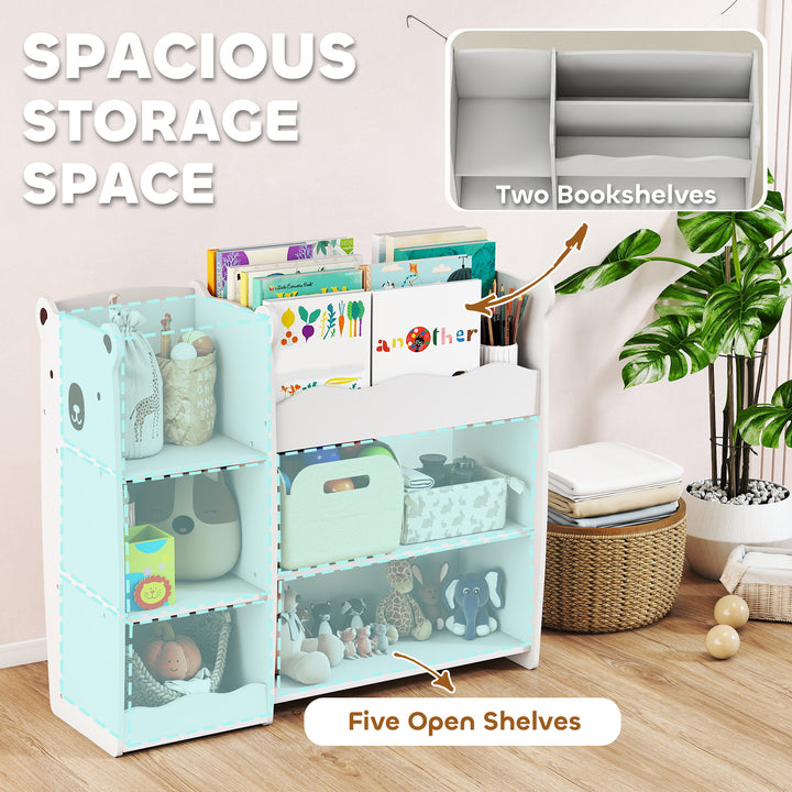 Kids Toy Storage Unit, Bear Design Kids Bookshelf and Toy Organiser, f