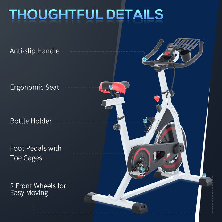 HOMCOM Upright Exercise Bike Indoor Training Cycling Machine Stationary Workout Bicycle with Adjustable Resistance Seat Handlebar LCD Display