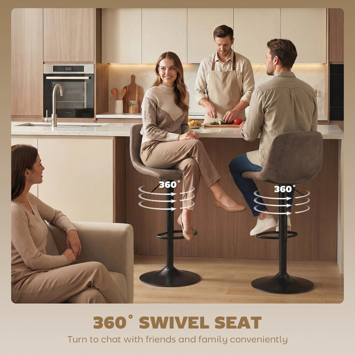 Bar Stools Set of 2, Modern Swivel Barstools with Footrest for Kitchen