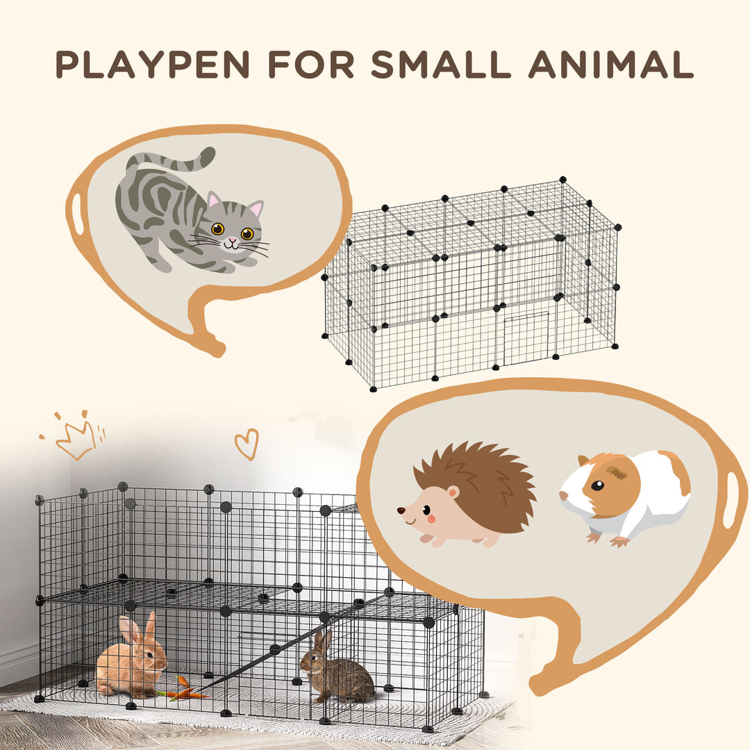 DIY Pet Playpen Metal Wire Fence Indoor Outdoor Rabbit Small Animals Cage 36 Panel Enclosure Black