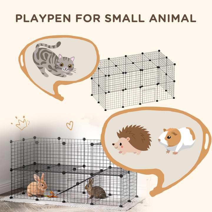 DIY Pet Playpen Metal Wire Fence Indoor Outdoor Rabbit Small Animals Cage 36 Panel Enclosure Black