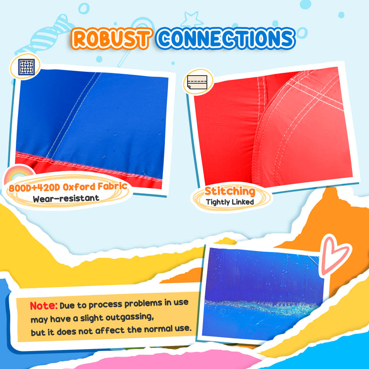 4-in-1 Bouncy Castle, with Slide, Trampoline, Climbing Wall, Blower, Multicoloured