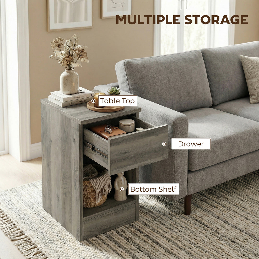 Set of Two Modern Storage Bedside Tables - Grey